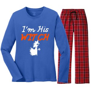 Halloween Im His Witch Im Her Boo Matching Couples Costume Meaningful Gift Women's Long Sleeve Flannel Pajama Set 