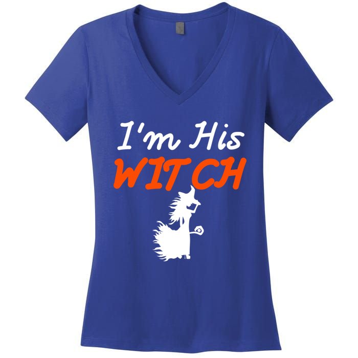 Halloween Im His Witch Im Her Boo Matching Couples Costume Meaningful Gift Women's V-Neck T-Shirt