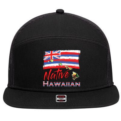 Hawaiian Islands Hawaii Flag Native Hawaiian 7 Panel Mesh Trucker Snapback Hat