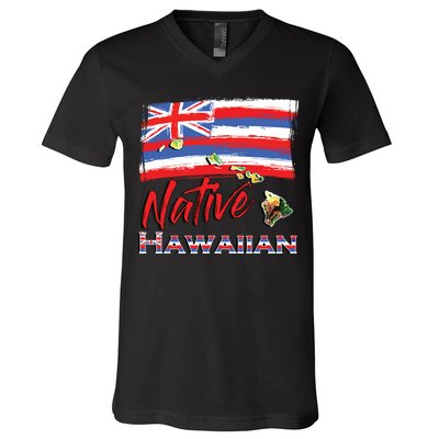 Hawaiian Islands Hawaii Flag Native Hawaiian V-Neck T-Shirt