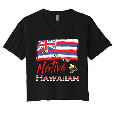 Hawaiian Islands Hawaii Flag Native Hawaiian Women's Crop Top Tee