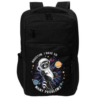 Houston I Have So Many Problems Retro Raccoon Astronaut Impact Tech Backpack
