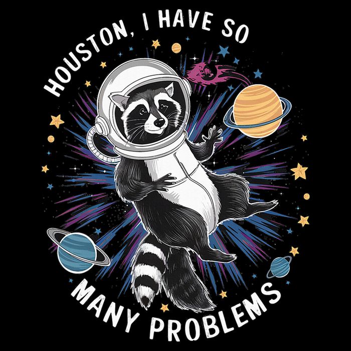 Houston I Have So Many Problems Retro Raccoon Astronaut Toddler T-Shirt