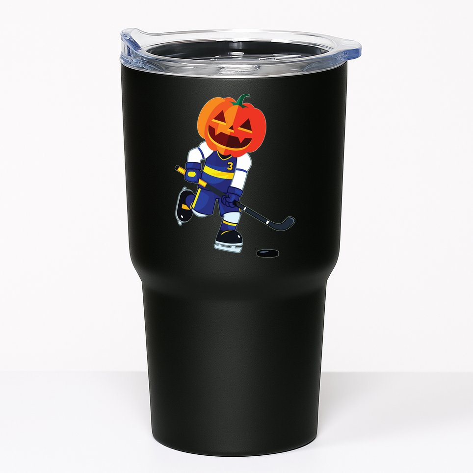 Halloween Ice Hockey Player Pumpkin Head Scary Gift Tumbler