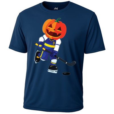 Halloween Ice Hockey Player Pumpkin Head Scary Gift Performance Shirt