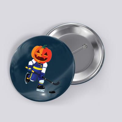 Halloween Ice Hockey Player Pumpkin Head Scary Gift Button