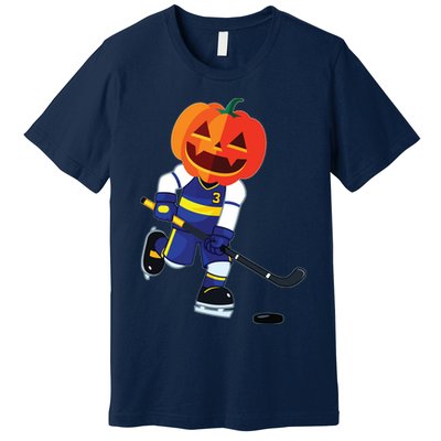 Halloween Ice Hockey Player Pumpkin Head Scary Gift Premium T-Shirt