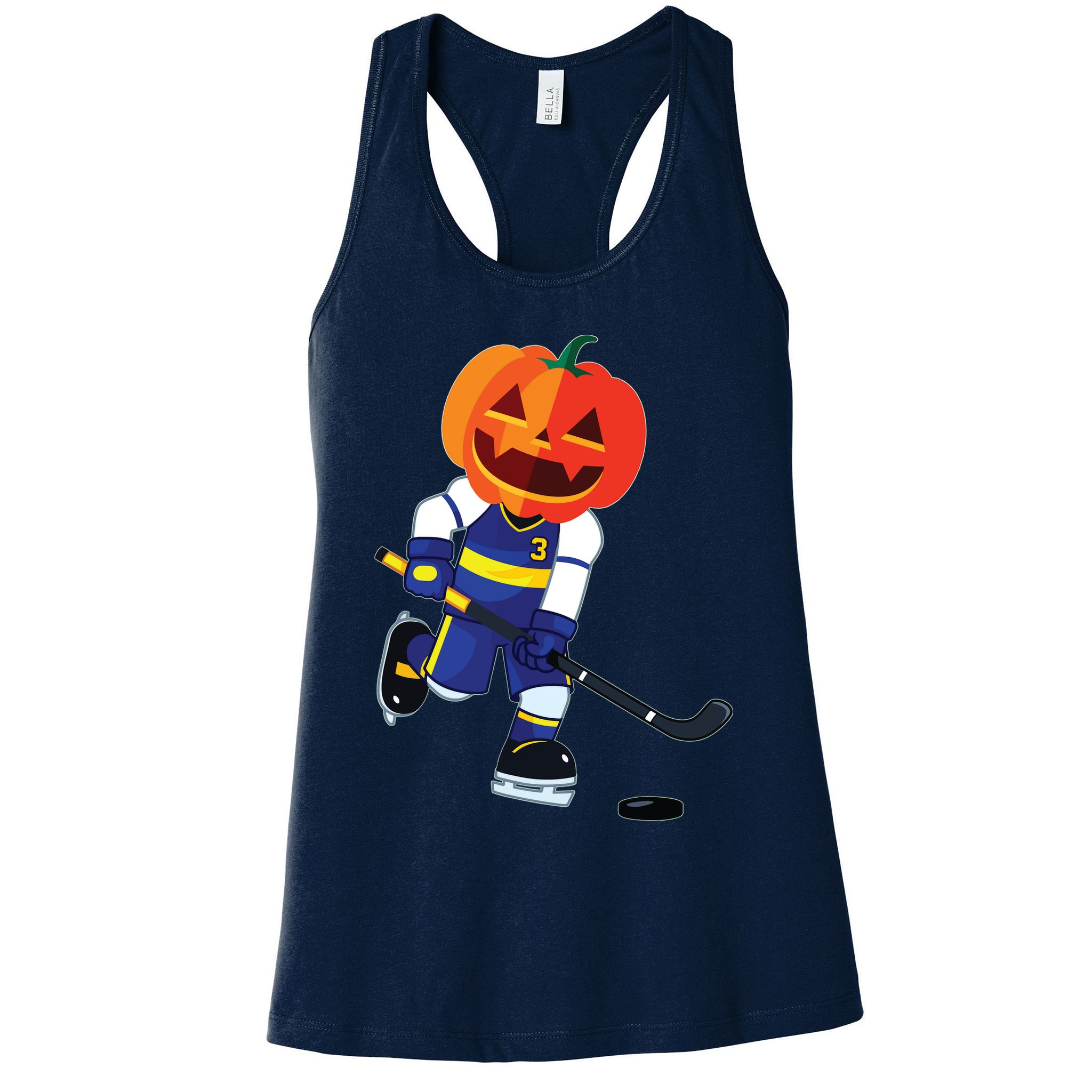 Halloween Ice Hockey Player Pumpkin Head Scary Gift Womens Tank Top