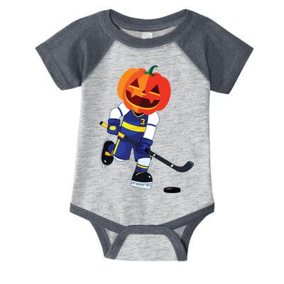 Halloween Ice Hockey Player Pumpkin Head Scary Gift Infant Baby Jersey Bodysuit