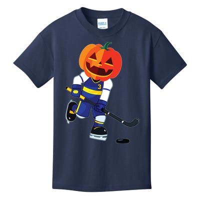 Halloween Ice Hockey Player Pumpkin Head Scary Gift Kids T-Shirt