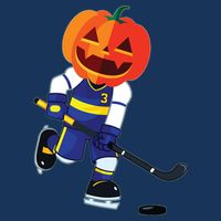 Halloween Ice Hockey Player Pumpkin Head Scary Gift Kids T-Shirt