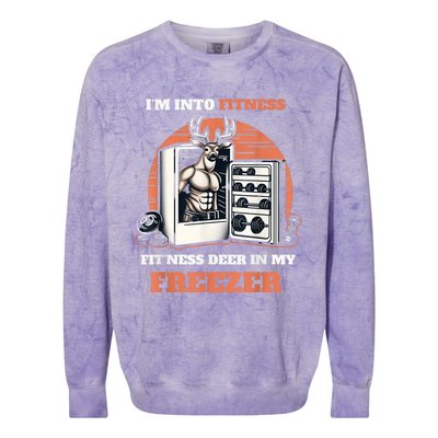 Hunting IM Into Fitness Deer Freezer Funny Hunter Dad Colorblast Crewneck Sweatshirt