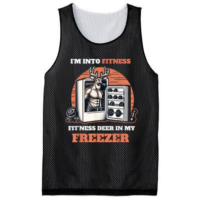 Hunting IM Into Fitness Deer Freezer Funny Hunter Dad Mesh Reversible Basketball Jersey Tank