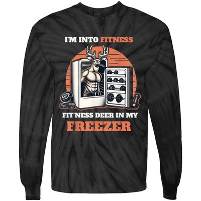 Hunting IM Into Fitness Deer Freezer Funny Hunter Dad Tie-Dye Long Sleeve Shirt