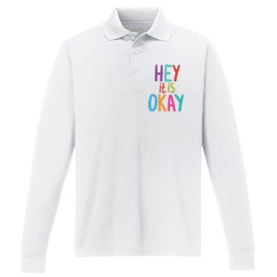 Hey It Is Okay Colorful Performance Long Sleeve Polo