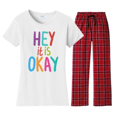 Hey It Is Okay Colorful Women's Flannel Pajama Set