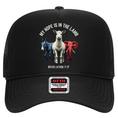 Hope Is In The Lamb My Christian God Jesus Lamb Lover Humor High Crown Mesh Back Trucker Hat