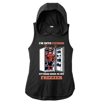 Hunting Im Into Fitness Deer Freezer Funny Hunter Dad Ladies PosiCharge Tri-Blend Wicking Draft Hoodie Tank