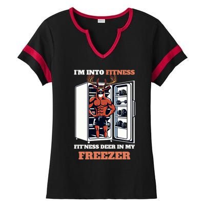 Hunting Im Into Fitness Deer Freezer Funny Hunter Dad Ladies Halftime Notch Neck Tee