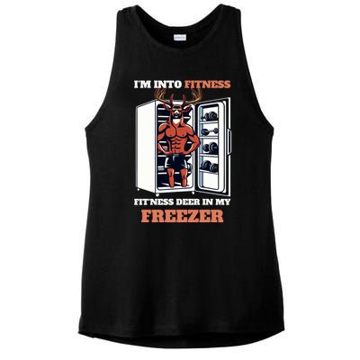 Hunting Im Into Fitness Deer Freezer Funny Hunter Dad Ladies PosiCharge Tri-Blend Wicking Tank