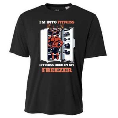 Hunting Im Into Fitness Deer Freezer Funny Hunter Dad Cooling Performance Crew T-Shirt