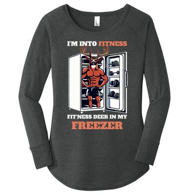 Hunting Im Into Fitness Deer Freezer Funny Hunter Dad Women's Perfect Tri Tunic Long Sleeve Shirt