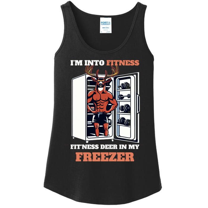 Hunting Im Into Fitness Deer Freezer Funny Hunter Dad Ladies Essential Tank