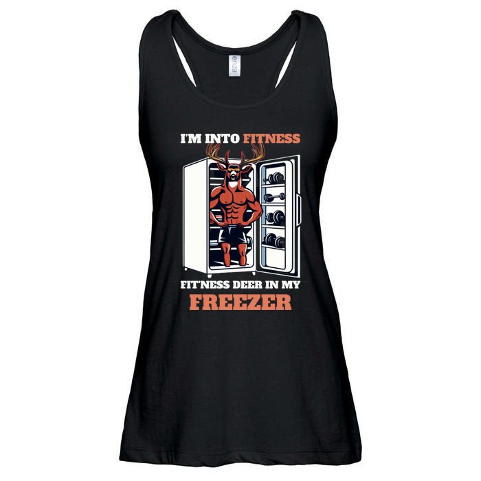 Hunting Im Into Fitness Deer Freezer Funny Hunter Dad Ladies Essential Flowy Tank