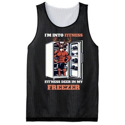 Hunting Im Into Fitness Deer Freezer Funny Hunter Dad Mesh Reversible Basketball Jersey Tank