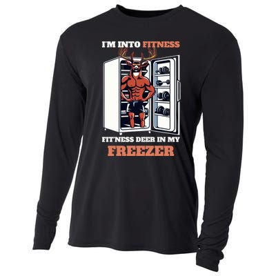 Hunting Im Into Fitness Deer Freezer Funny Hunter Dad Cooling Performance Long Sleeve Crew