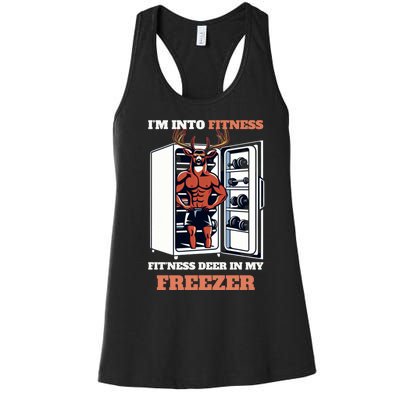 Hunting Im Into Fitness Deer Freezer Funny Hunter Dad Women's Racerback Tank