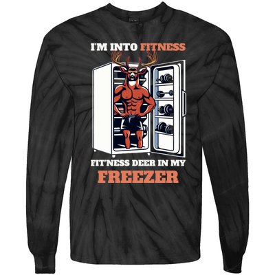 Hunting Im Into Fitness Deer Freezer Funny Hunter Dad Tie-Dye Long Sleeve Shirt