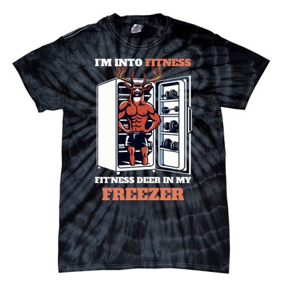 Hunting Im Into Fitness Deer Freezer Funny Hunter Dad Tie-Dye T-Shirt