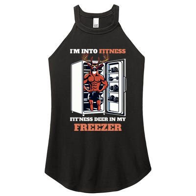 Hunting Im Into Fitness Deer Freezer Funny Hunter Dad Women's Perfect Tri Rocker Tank