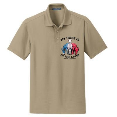 Hope Is In The Lamb My Christian God Jesus Lamb Lover Humor Dry Zone Grid Polo