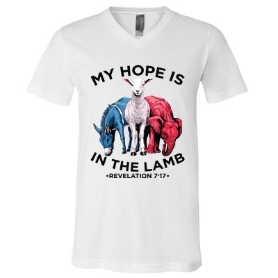 Hope Is In The Lamb My Christian God Jesus Lamb Lover Humor V-Neck T-Shirt