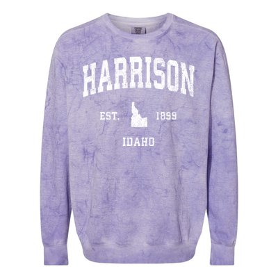 Harrison Idaho Id Vintage Athletic Sports Colorblast Crewneck Sweatshirt