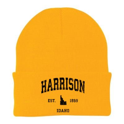 Harrison Idaho Id Vintage Athletic Sports Knit Cap Winter Beanie