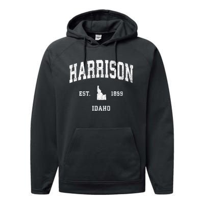 Harrison Idaho Id Vintage Athletic Sports Performance Fleece Hoodie