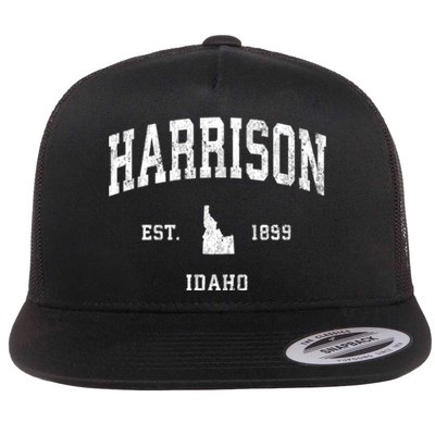 Harrison Idaho Id Vintage Athletic Sports Flat Bill Trucker Hat