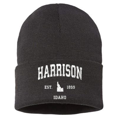 Harrison Idaho Id Vintage Athletic Sports Sustainable Knit Beanie