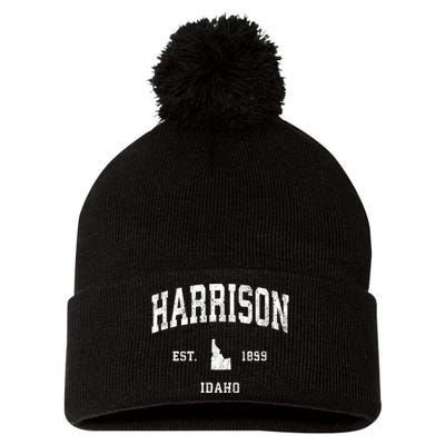 Harrison Idaho Id Vintage Athletic Sports Pom Pom 12in Knit Beanie