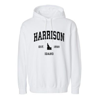 Harrison Idaho Id Vintage Athletic Sports Garment-Dyed Fleece Hoodie