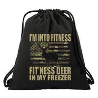 Hunting Im Into Fitness Fitness Deer In My Freezer Drawstring Bag
