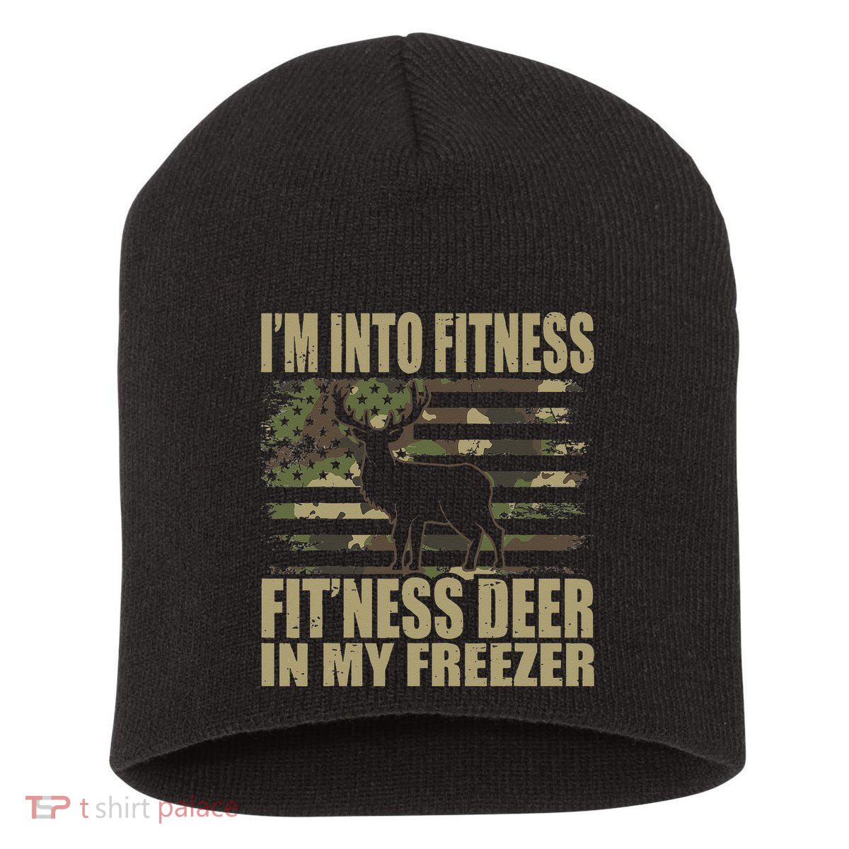 Hunting Im Into Fitness Fitness Deer In My Freezer Short Acrylic Beanie