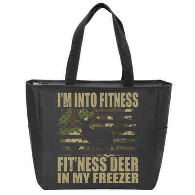 Hunting Im Into Fitness Fitness Deer In My Freezer Zip Tote Bag