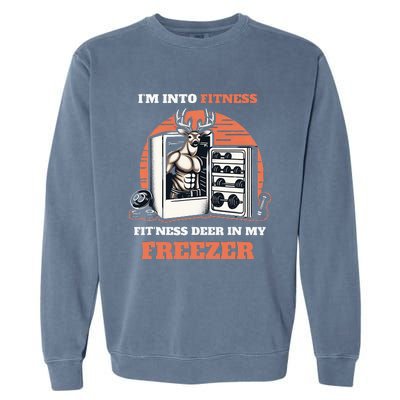 Hunting I'm Into Fitness Deer Freezer Funny Hunter Dad  Garment-Dyed Sweatshirt