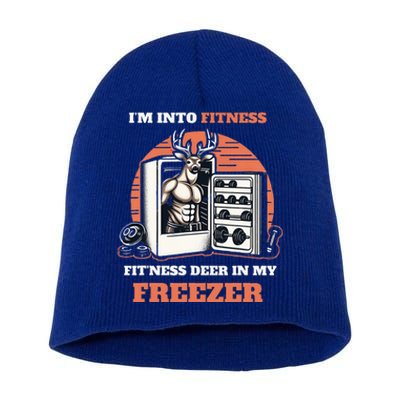 Hunting I'm Into Fitness Deer Freezer Funny Hunter Dad  Short Acrylic Beanie