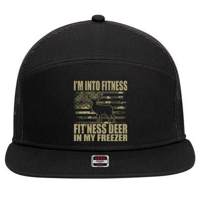 Hunting I'm Into Fitness Fit'ness Deer In My Freezer  7 Panel Mesh Trucker Snapback Hat