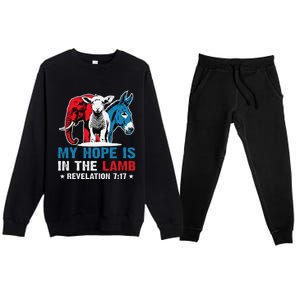 Hope Is In The Lamb My Christian God Jesus Humor Premium Crewneck Sweatsuit Set